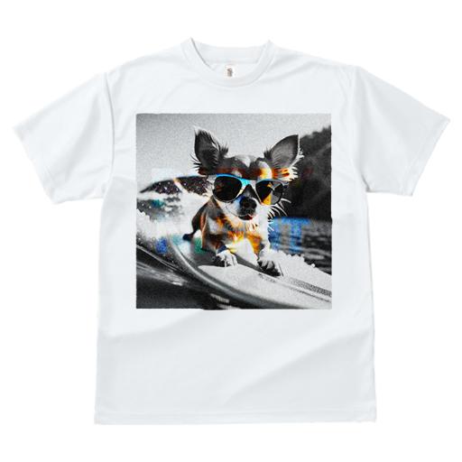 Tシャツ レディース 犬ファン 半袖 春夏 犬柄 プリント カジュアル かわいい 人間用 フィットネス ダンス サングラス チワワ サーフィン 波