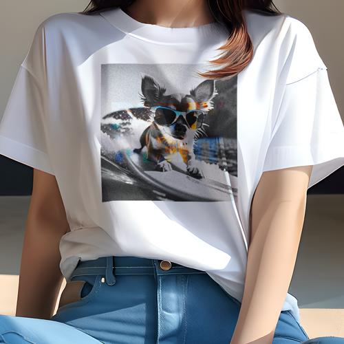 Tシャツ レディース 犬ファン 半袖 春夏 犬柄 プリント カジュアル かわいい 人間用 フィットネス ダンス サングラス チワワ サーフィン 波 Tシャツ レディース 犬ファン 半袖 春夏 犬柄 プリント カジュアル かわいい 人間用 フィットネス ダンス サングラス チワワ サーフィン 波