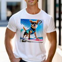 Tシャツ メンズ キッズ 犬ファン 半袖 春夏 犬柄 プリント カジュアル かわいい 人間用 フィットネス ダンス サングラス チワワ サーフボード 波 海 ライフジャケット