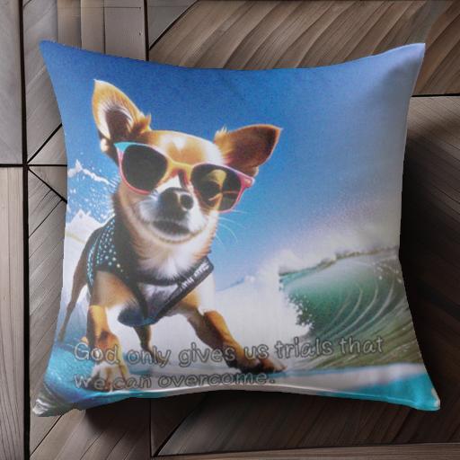 サーフボード チワワ サングラス 海 波 クッションカバー 45×45cm アニマル柄 おしゃれ 可愛い クッション本体付き 正方形 犬ファン