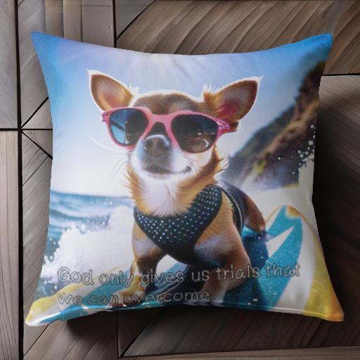 サングラス チワワ サーフボード 海 クッションカバー 45×45cm アニマル柄 おしゃれ 可愛い クッション本体付き 正方形 犬ファン サングラス チワワ サーフボード 海 クッションカバー 45×45cm アニマル柄 おしゃれ 可愛い クッション本体付き 正方形 犬ファン