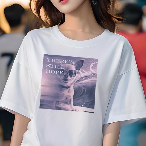 Tシャツ レディース 犬ファン 半袖 春夏 犬柄 プリント カジュアル かわいい 人間用 フィットネス ダンス サングラス チワワ サーフィン
