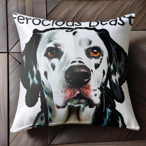 怒っている犬 ダルメシアン 威嚇する犬 かっこいい犬 文字 クッションカバー 45×45cm アニマル柄 おしゃれ 可愛い クッション本体付き 正方形 犬ファン