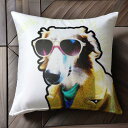 サングラス ボルゾイ コート テキスト メッセージ クッションカバー 45×45cm アニマル柄 おしゃれ 可愛い クッション本体付き 正方形 犬ファン
