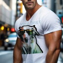 Tシャツ メンズ キッズ 犬ファン 半袖 春夏 犬柄 プリント カジュアル かわいい 人間用 フィットネス ダンス サングラス その他 コート テキスト