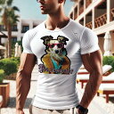 Tシャツ メンズ キッズ 犬ファン 半袖 春夏 犬柄 プリント カジュアル かわいい 人間用 フィットネス ダンス サングラス ボーダーコリー コート カラフル...