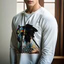 長袖Tシャツ 人間用 メンズ 秋春夏 プリント レジャー アウトドア カジュアル かわいい 犬ファン サングラス クール 共有運命 カラフル 犬