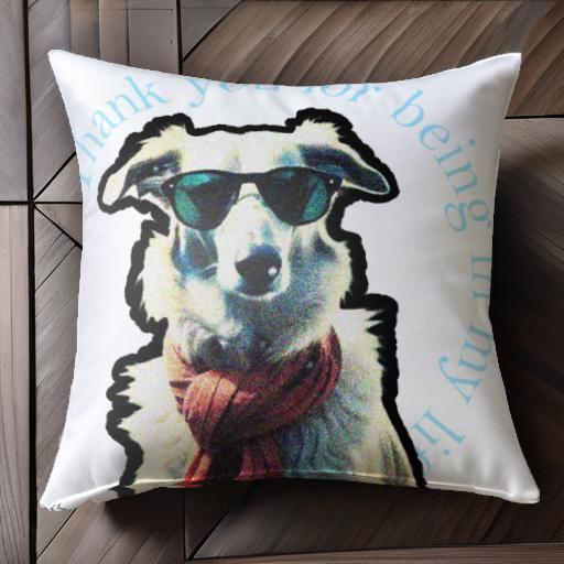 サングラス ボルゾイ マフラー おしゃれ ファッション クッションカバー 45×45cm アニマル柄 可愛い クッション本体付き 正方形 犬ファン