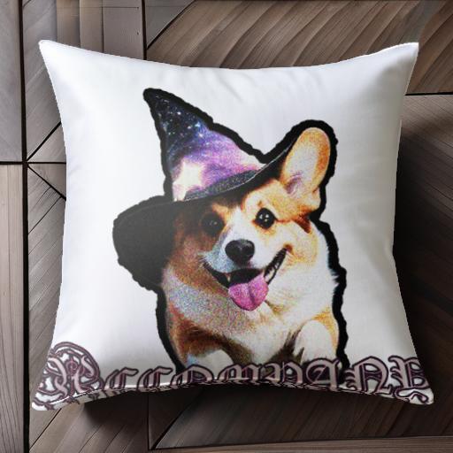 魔法の帽子 ウェルシュコーギーペンブローク クッションカバー 45×45cm アニマル柄 おしゃれ 可愛い クッション本体付き 正方形 犬ファン