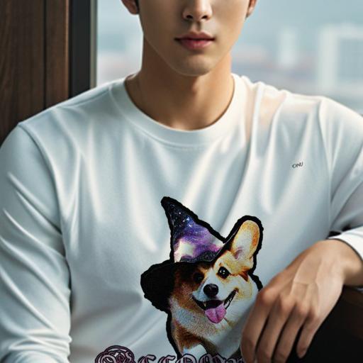 長袖Tシャツ 人間用 メンズ 秋春夏 プリント レジャー アウトドア カジュアル かわいい 犬ファン 魔法の帽子 ウェルシュコーギーペンブローク