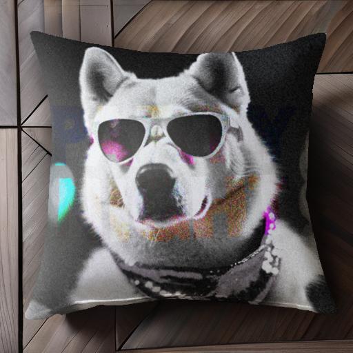 サングラス シベリアンハスキー バンダナ パーティー クッションカバー 45×45cm アニマル柄 おしゃれ ..