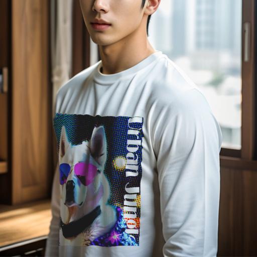 長袖Tシャツ 人間用 メンズ 秋春夏 プリント レジャー アウトドア カジュアル かわいい 犬ファン サングラス シベリアンハスキー ポップアート ライト効果 カラフル