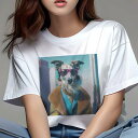 Tシャツ レディース 犬ファン 半袖 春夏 犬柄 プリント カジュアル かわいい 人間用 フィットネス ダンス サングラス ボーダーコリー コート 都会 ファッ...