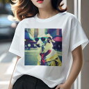 Tシャツ レディース 犬ファン 半袖 春夏 犬柄 プリント カジュアル かわいい 人間用 フィットネス ダンス サングラス ボルゾイ ネクタイ コート