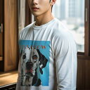 長袖Tシャツ 人間用 メンズ 秋春夏 プリント レジャー アウトドア カジュアル かわいい 犬ファン URBAN ダルメシアン カラフル 青 犬の顔