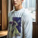 長袖Tシャツ 人間用 メンズ 秋春夏 プリント レジャー アウトドア カジュアル かわいい 犬ファン サングラス ボルゾイ コート 都市
