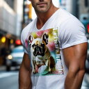 Tシャツ メンズ キッズ 犬ファン 半袖 春夏 犬柄 プリント カジュアル かわいい 人間用 フィットネス ダンス カラフル フレンチブルドッグ ポップアート たまご