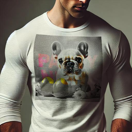 長袖Tシャツ 人間用 メンズ 秋春夏 プリント レジャー アウトドア カジュアル かわいい 犬ファン 卵 フレンチブルドッグ 花 文字