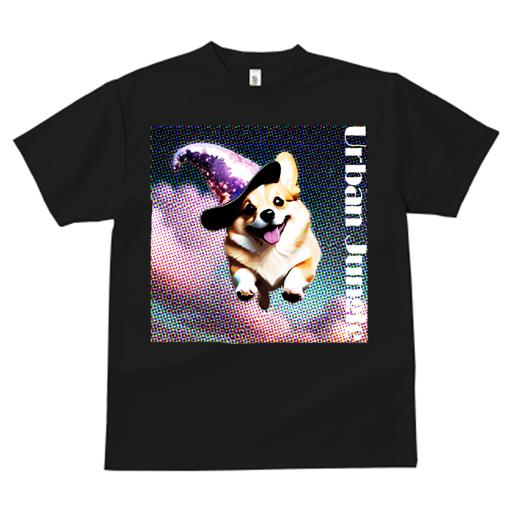 Tシャツ レディース 犬ファン 半袖 春夏 犬柄 プリント カジュアル かわいい 人間用 フィットネス ダンス 帽子 ウェルシュコーギーペンブローク ギャラクシー ドット ピンクの背景