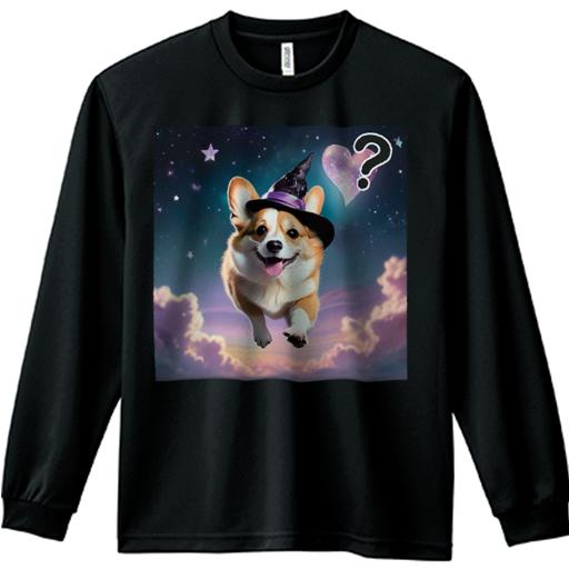 長袖Tシャツ 人間用 メンズ 秋春夏 プリント レジャー アウトドア カジュアル かわいい 犬ファン 星 ウェルシュコーギーペンブローク 雲 ハート 魔法の帽子