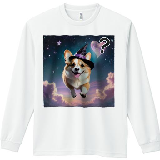 長袖Tシャツ 人間用 メンズ 秋春夏 プリント レジャー アウトドア カジュアル かわいい 犬ファン 星 ウェルシュコーギーペンブローク 雲 ハート 魔法の帽子