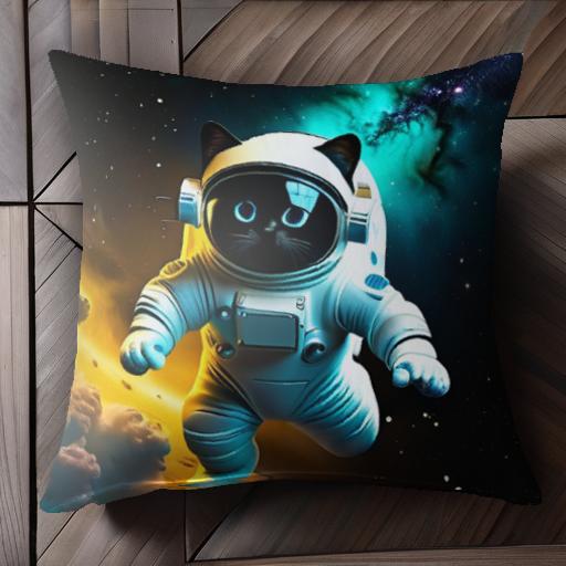 猫 宇宙服 宇宙 星 雲 クッションカバー 45×45cm アニマル柄 おしゃれ 可愛い クッション本体付き 正方形 犬ファン