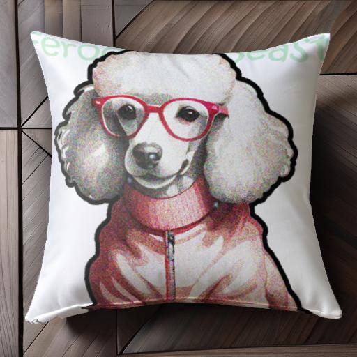 メガネ プードル セーター クッションカバー 45×45cm アニマル柄 おしゃれ 可愛い クッション本体付き ..