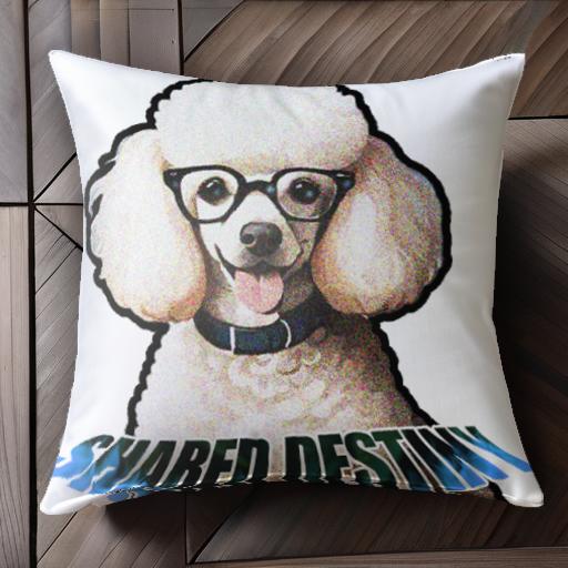 メガネ プードル テキスト コラージュ 可愛い クッションカバー 45×45cm アニマル柄 おしゃれ クッショ..