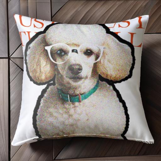 メガネ プードル カラー テキスト クッションカバー 45×45cm アニマル柄 おしゃれ 可愛い クッション本..