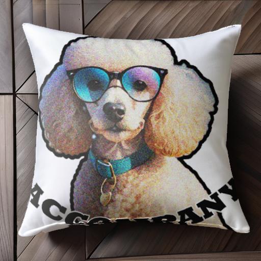 サングラス プードル 首輪 クッションカバー 45×45cm アニマル柄 おしゃれ 可愛い クッション本体付き ..