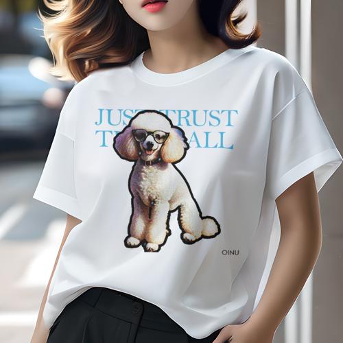 Tシャツ レディース 犬ファン 半袖 春夏 犬柄 プリント カジュアル かわいい 人間用 フィットネス ダンス メガネ プードル 笑顔 信頼