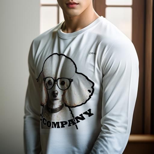 楽天フロントップ楽天市場店長袖Tシャツ 人間用 メンズ 秋春夏 プリント レジャー アウトドア カジュアル かわいい 犬ファン メガネ プードル アクセサリー