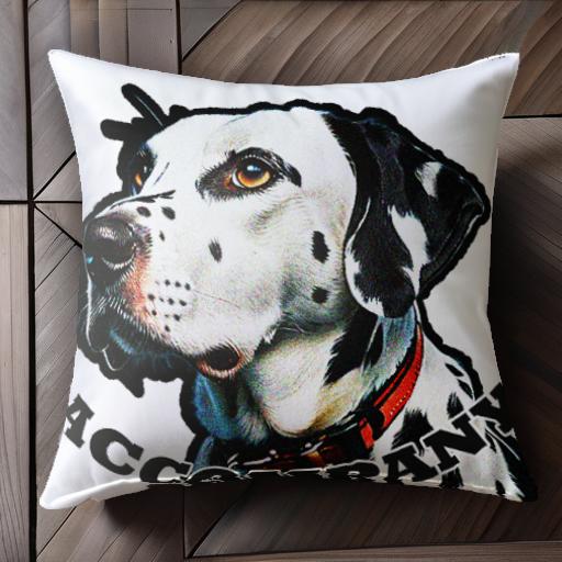 赤い首輪 ダルメシアン 犬 クッションカバー 45×45cm アニマル柄 おしゃれ 可愛い クッション本体付き 正方形 犬ファン