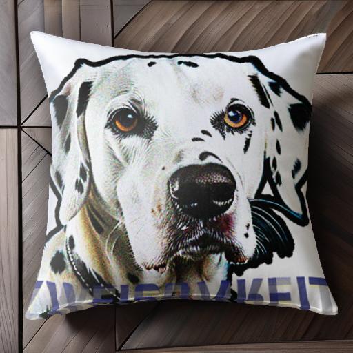 ドイツ語のテキスト ダルメシアン 白黒の模様 カラー クッションカバー 45×45cm アニマル柄 おしゃれ ..