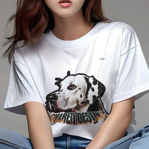 Tシャツ レディース 犬ファン 半袖 春夏 犬柄 プリント カジュアル かわいい 人間用 フィットネス ダンス テキスト ダルメシアン 柄