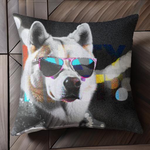 サングラス ハスキー 派手 ファッション パーティー クッションカバー 45×45cm アニマル柄 おしゃれ 可..