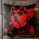 サングラス シベリアンハスキー ジャケット 星 ナイトクラブ風 クッションカバー 45×45cm アニマル柄 おしゃれ 可愛い クッション本体付き 正方形 犬ファン