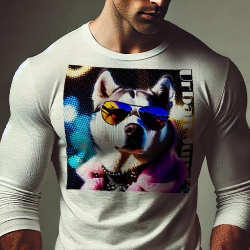楽天フロントップ楽天市場店長袖Tシャツ 人間用 メンズ 秋春夏 プリント レジャー アウトドア カジュアル かわいい 犬ファン サングラス シベリアンハスキー カラフル 派手 洋服 アクセサリー