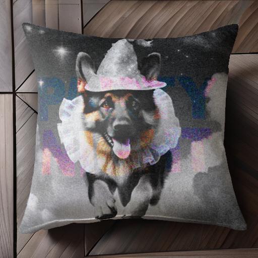 帽子 ジャーマンシェパード 雲 パーティー クッションカバー 45×45cm アニマル柄 おしゃれ 可愛い クッション本体付き 正方形 犬ファン