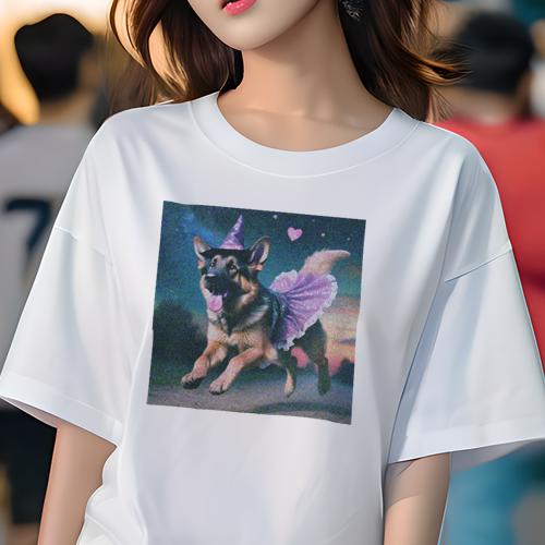 Tシャツ レディース 犬ファン 半袖 春夏 犬柄 プリント カジュアル かわいい 人間用 フィットネス ダンス 魔法の帽子 ジャーマンシェパード ピンクのハート 夜空 コスチューム Tシャツ レディース 犬ファン 半袖 春夏 犬柄 プリント カジュアル かわいい 人間用 フィットネス ダンス 魔法の帽子 ジャーマンシェパード ピンクのハート 夜空 コスチューム