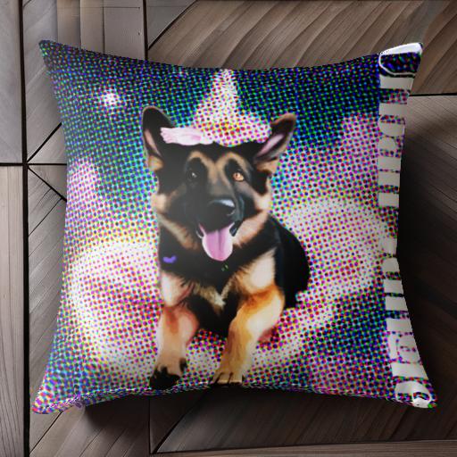 ドット ジャーマンシェパードドッグ カラフル グラフィックデザイン 近未来 クッションカバー 45×45cm ..