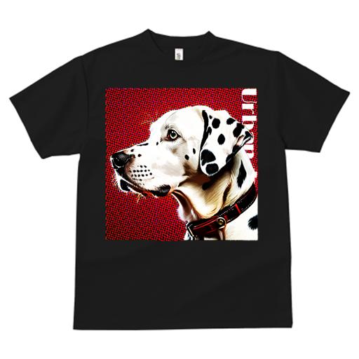 Tシャツ レディース 犬ファン 半袖 春夏 犬柄 プリント カジュアル かわいい 人間用 フィットネス ダンス 赤い背景 ダルメシアン ポップアート 首輪