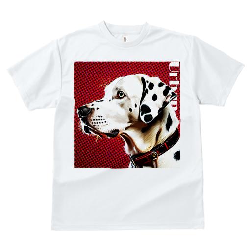 Tシャツ レディース 犬ファン 半袖 春夏 犬柄 プリント カジュアル かわいい 人間用 フィットネス ダンス 赤い背景 ダルメシアン ポップアート 首輪