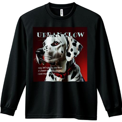 長袖Tシャツ 人間用 メンズ 秋春夏 プリント レジャー アウトドア カジュアル かわいい 犬ファン 文字 ダルメシアン 赤い背景 赤い首輪