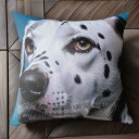 青 ダルメシアン コート クッションカバー 45×45cm アニマル柄 おしゃれ 可愛い クッション本体付き 正方形 犬ファン