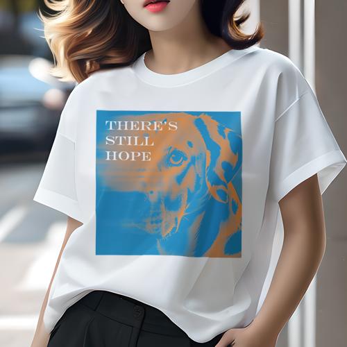 Tシャツ レディース 犬ファン 半袖 春夏 犬柄 プリント カジュアル かわいい 人間用 フィットネス ダンス 希望 その他 かわいい犬 モチベーション 犬の顔 青い背景