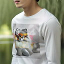 長袖Tシャツ 人間用 メンズ 秋春夏 プリント レジャー アウトドア カジュアル かわいい 犬ファン 花 ポメラニアン たまご パーティー