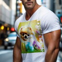 Tシャツ メンズ キッズ 犬ファン 半袖 春夏 犬柄 プリント カジュアル かわいい 人間用 フィットネス ダンス カラフル ポメラニアン たまご ドット 花