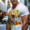 Tシャツ メンズ キッズ 犬ファン 半袖 春夏 犬柄 プリント カジュアル かわいい 人間用 フィットネス ダンス タマゴ ポメラニアン チューリップ クエスチョンマーク