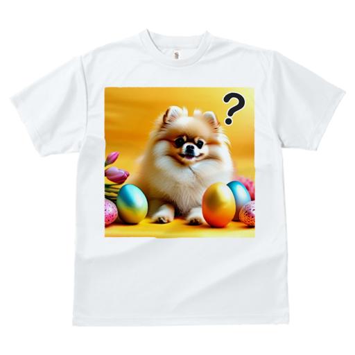 Tシャツ レディース 犬ファン 半袖 春夏 犬柄 プリント カジュアル かわいい 人間用 フィットネス ダンス タマゴ ポメラニアン チューリップ クエスチョンマーク